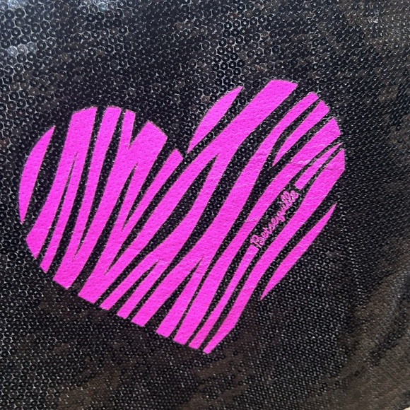 Betsey Johnson Betseyville Black Sequins Animal Print Heart Chain Strap Tote Bag - Picture 5 of 17